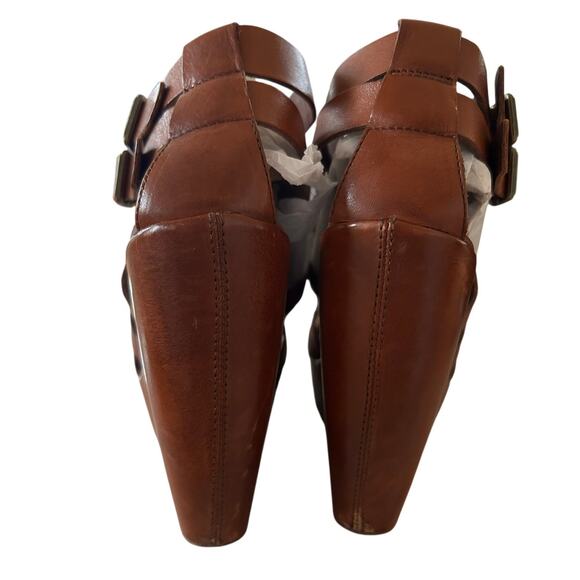 Kork-Ease Warm Brown Leather Strappy Gladiator Wedge Sandals - Picture 6 of 11